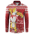 Australia Sulphur-crested Cockatoo Christmas Personalised Button Sweatshirt Aussie Golden Wattle Merry Xmas
