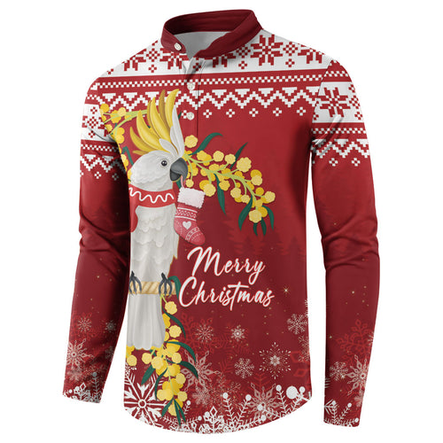 Australia Sulphur-crested Cockatoo Christmas Personalised Button Sweatshirt Aussie Golden Wattle Merry Xmas