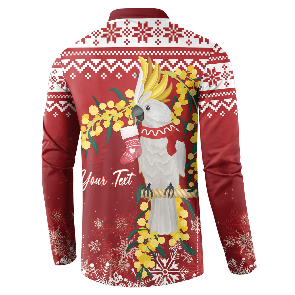 Australia Sulphur-crested Cockatoo Christmas Personalised Button Sweatshirt Aussie Golden Wattle Merry Xmas