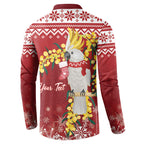 Australia Sulphur-crested Cockatoo Christmas Personalised Button Sweatshirt Aussie Golden Wattle Merry Xmas