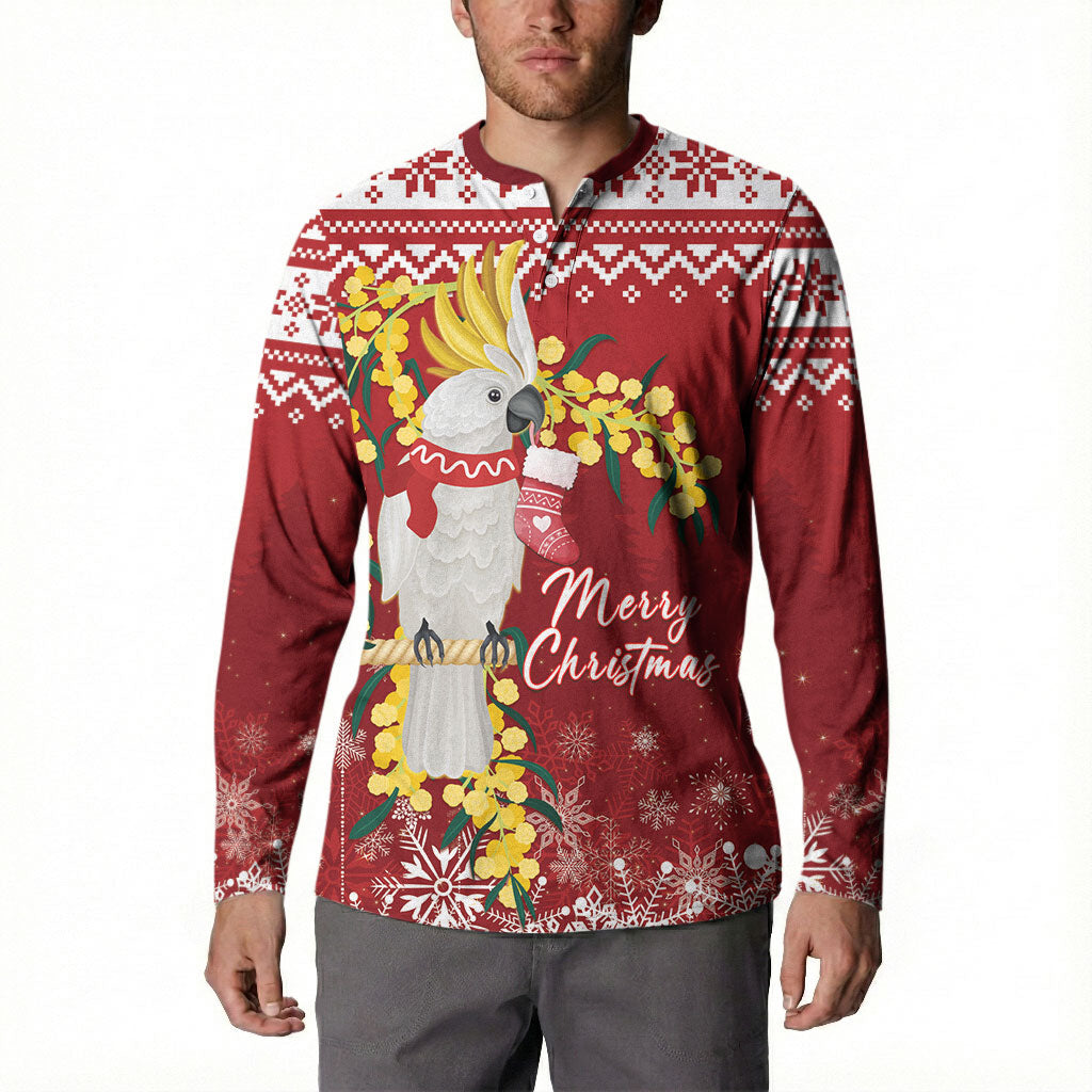 Australia Sulphur-crested Cockatoo Christmas Personalised Button Sweatshirt Aussie Golden Wattle Merry Xmas
