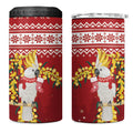 Australia Sulphur-crested Cockatoo Christmas 4 in 1 Can Cooler Tumbler Aussie Golden Wattle Merry Xmas