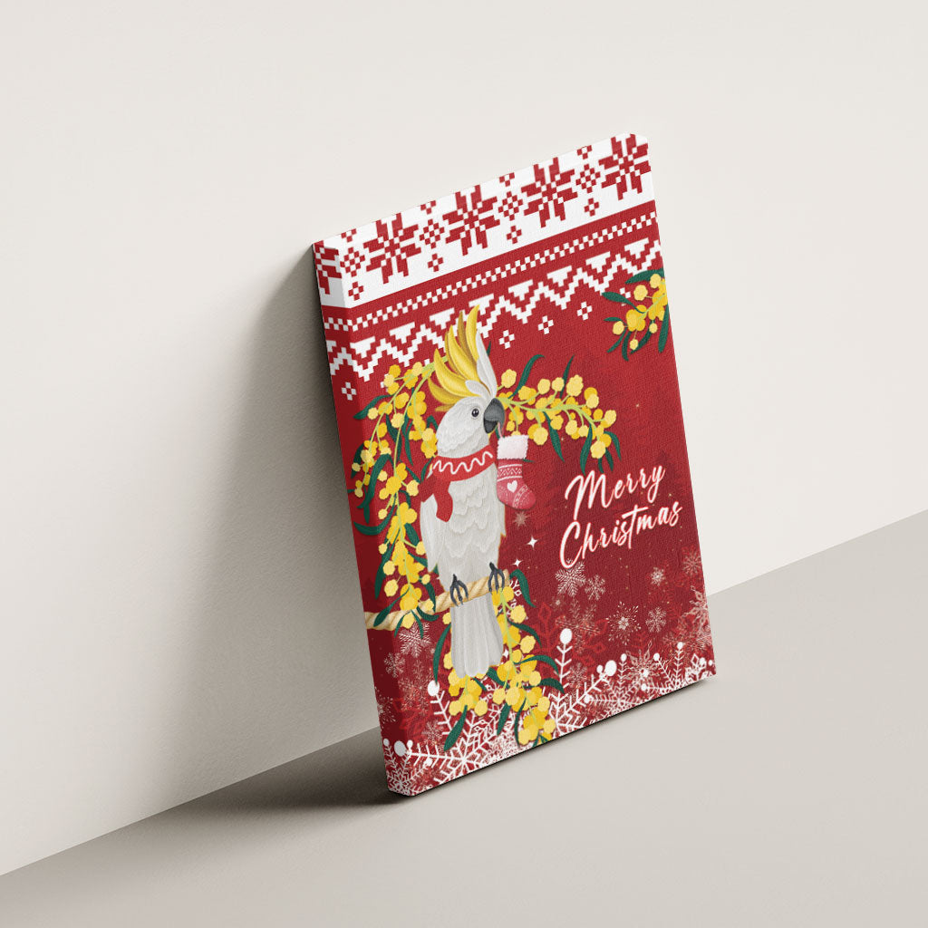 Australia Sulphur-crested Cockatoo Christmas Canvas Wall Art Aussie Golden Wattle Merry Xmas
