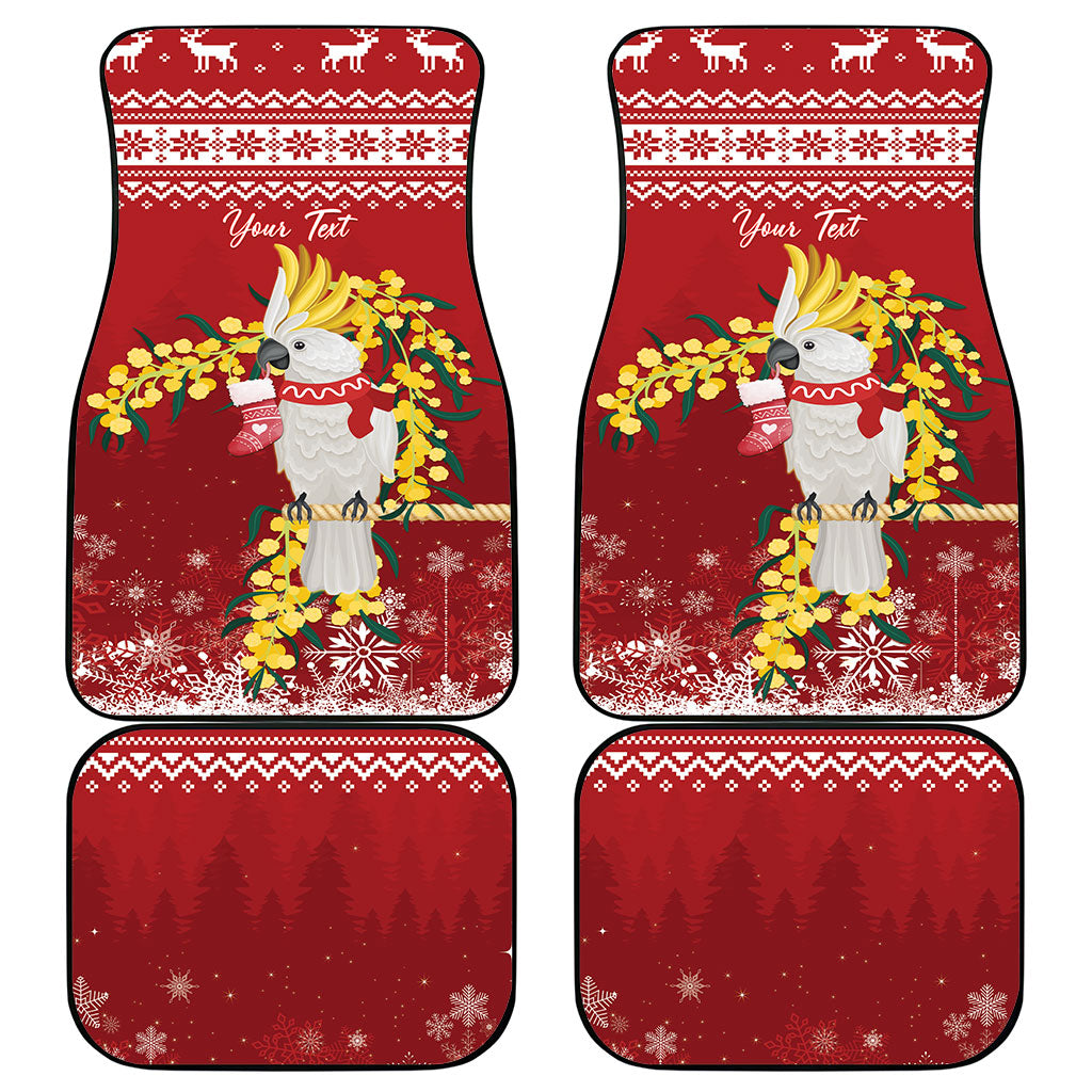 Australia Sulphur-crested Cockatoo Christmas Personalised Car Mats Aussie Golden Wattle Merry Xmas