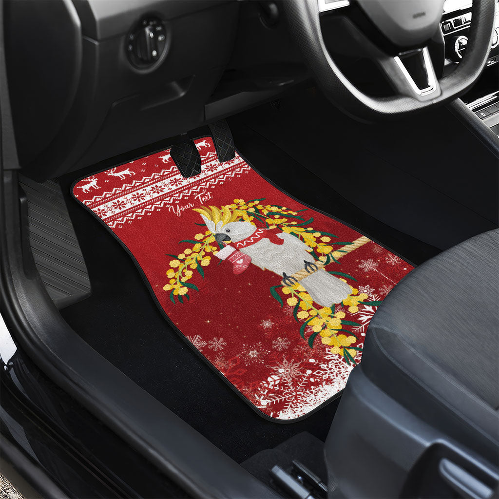 Australia Sulphur-crested Cockatoo Christmas Personalised Car Mats Aussie Golden Wattle Merry Xmas