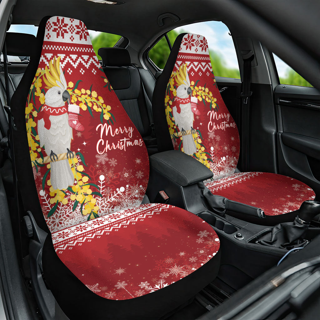 Australia Sulphur-crested Cockatoo Christmas Car Seat Cover Aussie Golden Wattle Merry Xmas