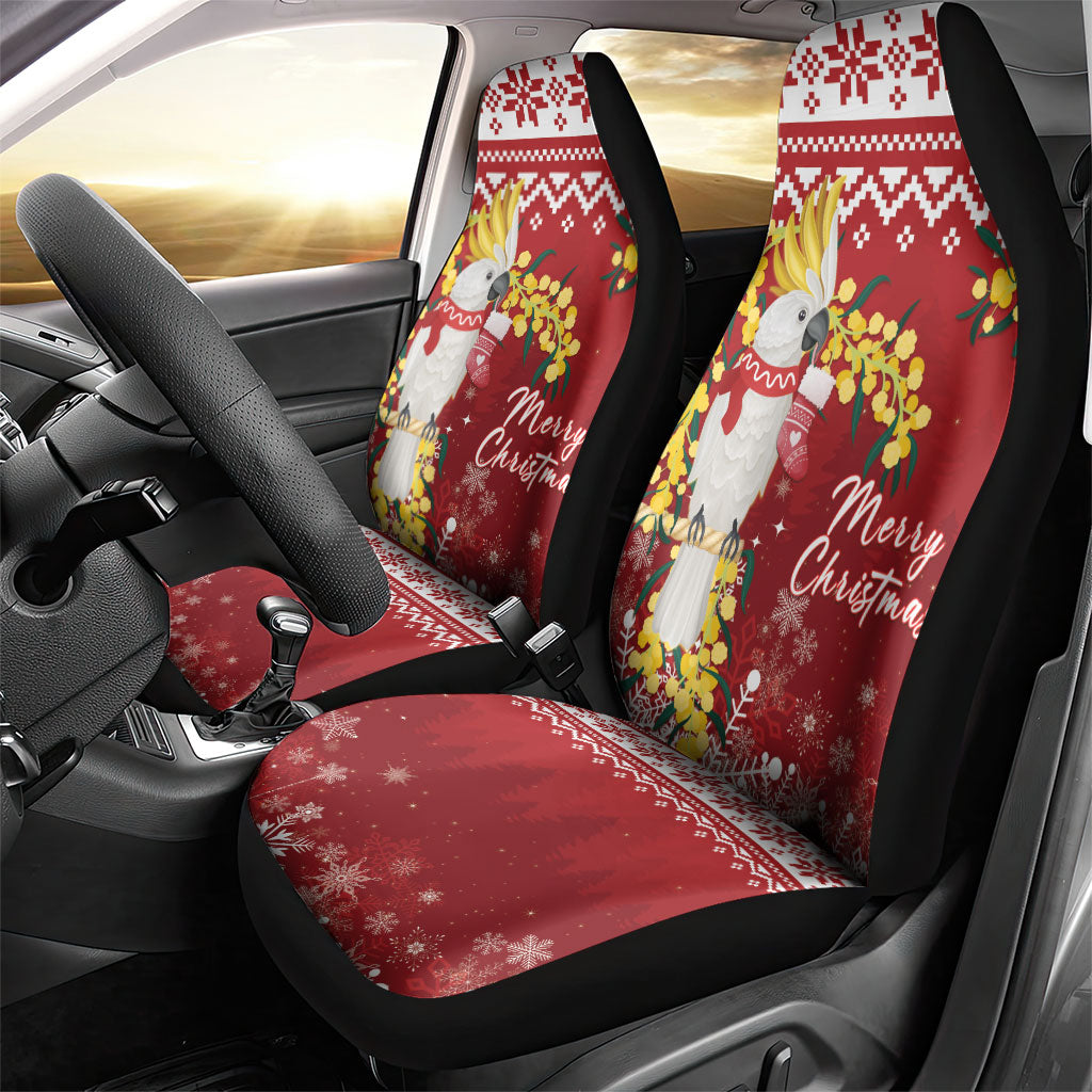 Australia Sulphur-crested Cockatoo Christmas Car Seat Cover Aussie Golden Wattle Merry Xmas