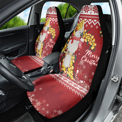 Australia Sulphur-crested Cockatoo Christmas Car Seat Cover Aussie Golden Wattle Merry Xmas