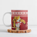 Australia Sulphur-crested Cockatoo Christmas Ceramic Mug Aussie Golden Wattle Merry Xmas