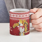 Australia Sulphur-crested Cockatoo Christmas Ceramic Mug Aussie Golden Wattle Merry Xmas
