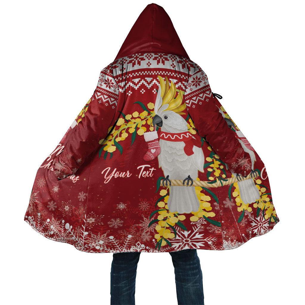 Australia Sulphur-crested Cockatoo Christmas Personalised Cloak Aussie Golden Wattle Merry Xmas