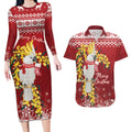 Australia Sulphur-crested Cockatoo Christmas Personalised Couples Matching Long Sleeve Bodycon Dress and Hawaiian Shirt Aussie Golden Wattle Merry Xmas