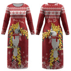Australia Sulphur-crested Cockatoo Christmas Personalised Couples Matching Long Sleeve Bodycon Dress and Hawaiian Shirt Aussie Golden Wattle Merry Xmas LT22