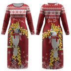 Australia Sulphur-crested Cockatoo Christmas Personalised Couples Matching Long Sleeve Bodycon Dress and Long Sleeve Button Shirt Aussie Golden Wattle Merry Xmas LT22