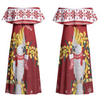 Australia Sulphur-crested Cockatoo Christmas Personalised Couples Matching Off Shoulder Maxi Dress and Hawaiian Shirt Aussie Golden Wattle Merry Xmas LT22