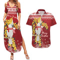 Australia Sulphur-crested Cockatoo Christmas Personalised Couples Matching Summer Maxi Dress and Hawaiian Shirt Aussie Golden Wattle Merry Xmas