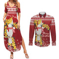 Australia Sulphur-crested Cockatoo Christmas Personalised Couples Matching Summer Maxi Dress and Long Sleeve Button Shirt Aussie Golden Wattle Merry Xmas