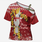 Australia Sulphur-crested Cockatoo Christmas Personalised Cross Shoulder Shirt Aussie Golden Wattle Merry Xmas