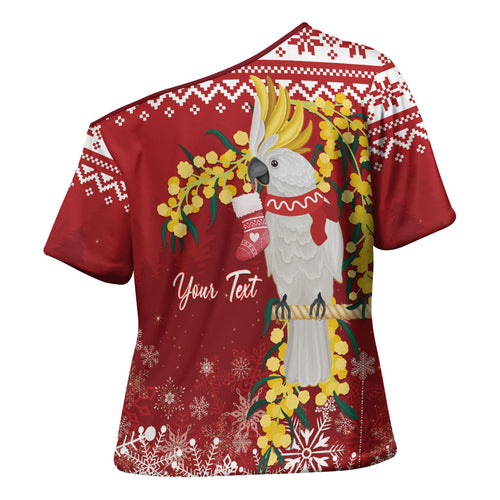 Australia Sulphur-crested Cockatoo Christmas Personalised Cross Shoulder Shirt Aussie Golden Wattle Merry Xmas