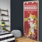 Australia Sulphur-crested Cockatoo Christmas Personalised Door Cover Aussie Golden Wattle Merry Xmas