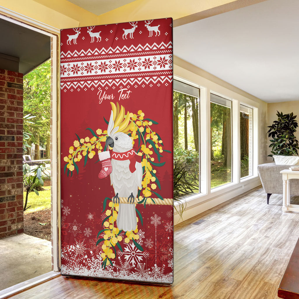 Australia Sulphur-crested Cockatoo Christmas Personalised Door Cover Aussie Golden Wattle Merry Xmas