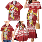 Australia Sulphur-crested Cockatoo Christmas Personalised Family Matching Mermaid Dress and Hawaiian Shirt Aussie Golden Wattle Merry Xmas