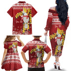Australia Sulphur-crested Cockatoo Christmas Personalised Family Matching Off The Shoulder Long Sleeve Dress and Hawaiian Shirt Aussie Golden Wattle Merry Xmas