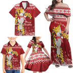 Australia Sulphur-crested Cockatoo Christmas Personalised Family Matching Off Shoulder Maxi Dress and Hawaiian Shirt Aussie Golden Wattle Merry Xmas