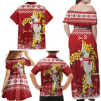 Australia Sulphur-crested Cockatoo Christmas Personalised Family Matching Off Shoulder Maxi Dress and Hawaiian Shirt Aussie Golden Wattle Merry Xmas