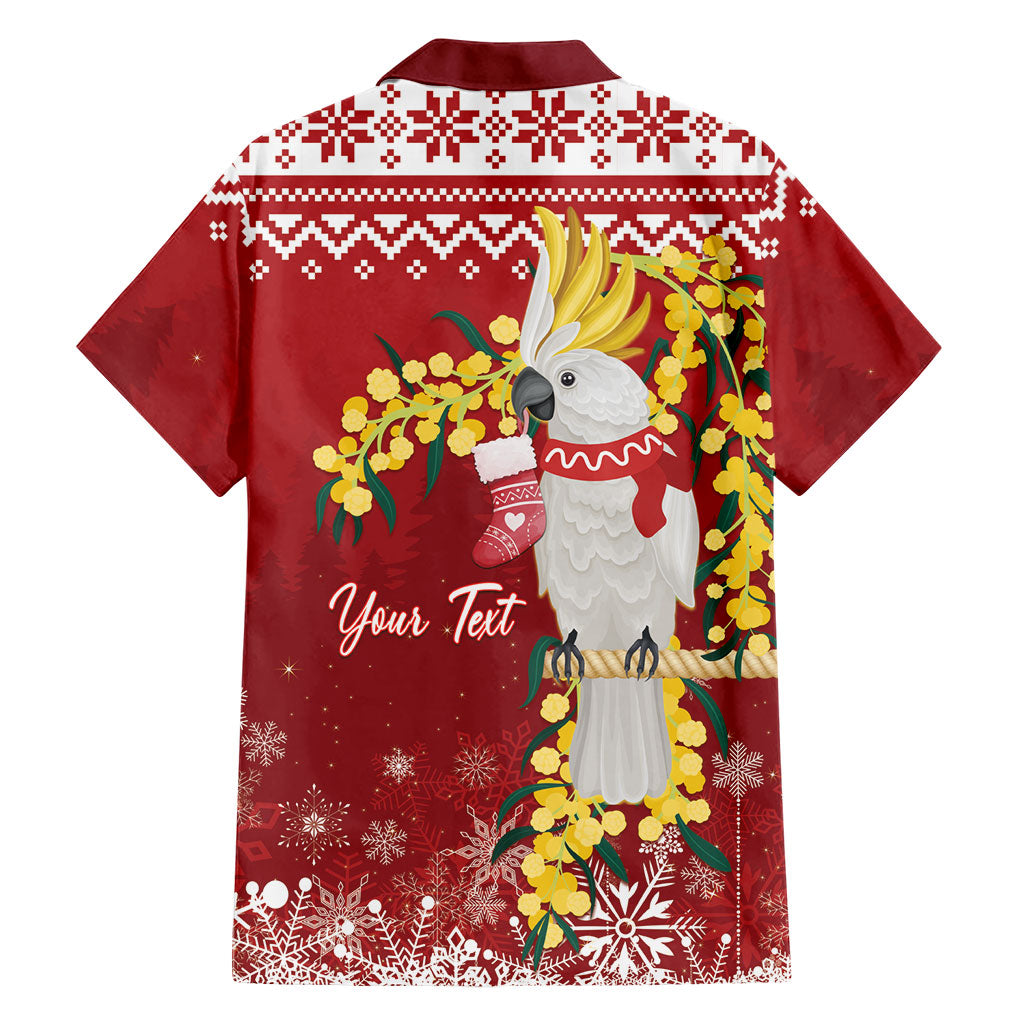 Australia Sulphur-crested Cockatoo Christmas Personalised Family Matching Off Shoulder Maxi Dress and Hawaiian Shirt Aussie Golden Wattle Merry Xmas