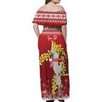 Australia Sulphur-crested Cockatoo Christmas Personalised Family Matching Off Shoulder Maxi Dress and Hawaiian Shirt Aussie Golden Wattle Merry Xmas