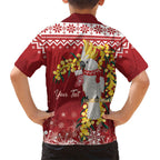 Australia Sulphur-crested Cockatoo Christmas Personalised Family Matching Off Shoulder Short Dress and Hawaiian Shirt Aussie Golden Wattle Merry Xmas