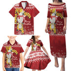 Australia Sulphur-crested Cockatoo Christmas Personalised Family Matching Puletasi and Hawaiian Shirt Aussie Golden Wattle Merry Xmas
