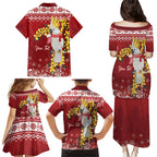Australia Sulphur-crested Cockatoo Christmas Personalised Family Matching Puletasi and Hawaiian Shirt Aussie Golden Wattle Merry Xmas