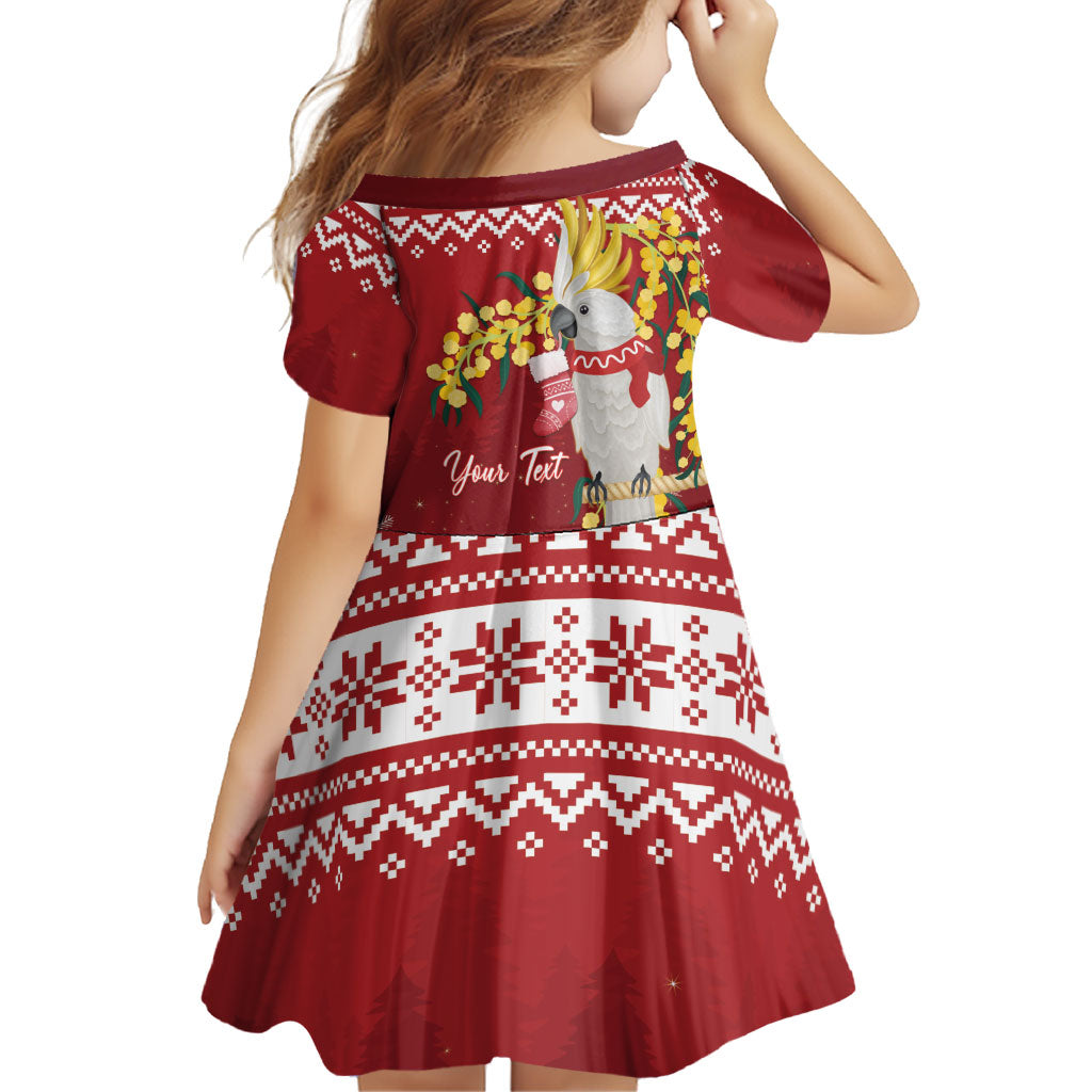 Australia Sulphur-crested Cockatoo Christmas Personalised Family Matching Short Sleeve Bodycon Dress and Hawaiian Shirt Aussie Golden Wattle Merry Xmas