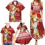 Australia Sulphur-crested Cockatoo Christmas Personalised Family Matching Summer Maxi Dress and Hawaiian Shirt Aussie Golden Wattle Merry Xmas