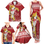Australia Sulphur-crested Cockatoo Christmas Personalised Family Matching Tank Maxi Dress and Hawaiian Shirt Aussie Golden Wattle Merry Xmas