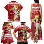 Australia Sulphur-crested Cockatoo Christmas Personalised Family Matching Tank Maxi Dress and Hawaiian Shirt Aussie Golden Wattle Merry Xmas