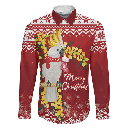 Australia Sulphur-crested Cockatoo Christmas Personalised Family Matching Tank Maxi Dress and Hawaiian Shirt Aussie Golden Wattle Merry Xmas