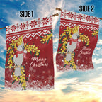Australia Sulphur-crested Cockatoo Christmas Garden Flag Aussie Golden Wattle Merry Xmas