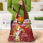 Australia Sulphur-crested Cockatoo Christmas Grocery Bag Aussie Golden Wattle Merry Xmas
