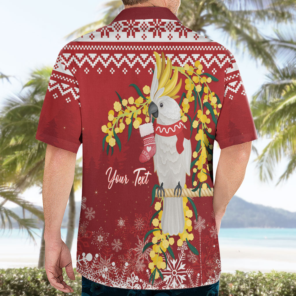Australia Sulphur-crested Cockatoo Christmas Personalised Hawaiian Shirt Aussie Golden Wattle Merry Xmas