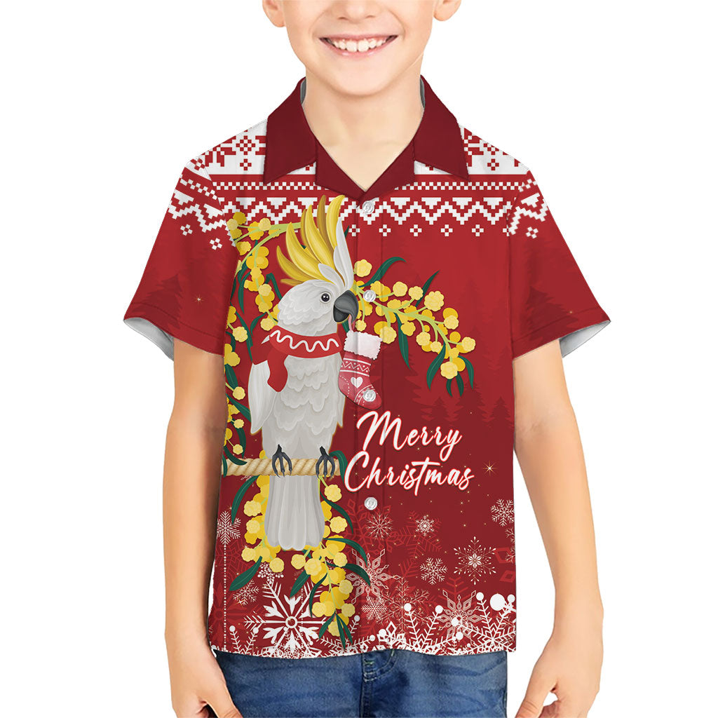 Australia Sulphur-crested Cockatoo Christmas Personalised Hawaiian Shirt Aussie Golden Wattle Merry Xmas