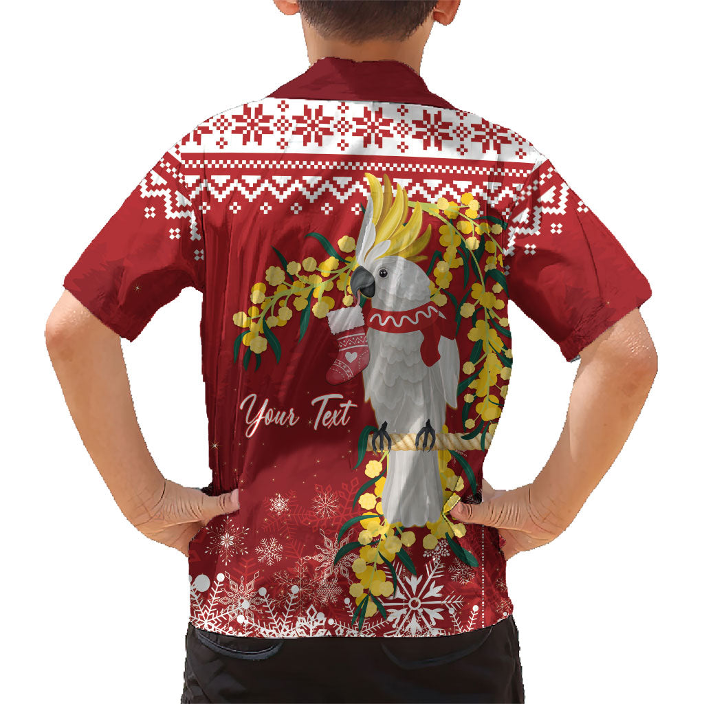 Australia Sulphur-crested Cockatoo Christmas Personalised Hawaiian Shirt Aussie Golden Wattle Merry Xmas