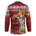 Australia Sulphur-crested Cockatoo Christmas Personalised Hockey Jersey Aussie Golden Wattle Merry Xmas
