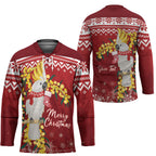 Australia Sulphur-crested Cockatoo Christmas Personalised Hockey Jersey Aussie Golden Wattle Merry Xmas