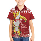 Australia Sulphur-crested Cockatoo Christmas Personalised Kid Hawaiian Shirt Aussie Golden Wattle Merry Xmas