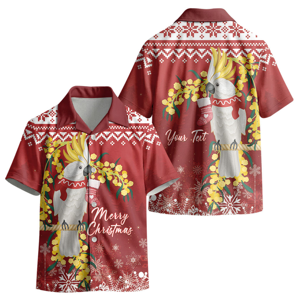 Australia Sulphur-crested Cockatoo Christmas Personalised Kid Hawaiian Shirt Aussie Golden Wattle Merry Xmas LT22