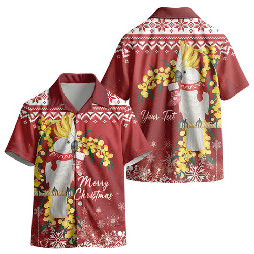 Australia Sulphur-crested Cockatoo Christmas Personalised Kid Hawaiian Shirt Aussie Golden Wattle Merry Xmas LT22