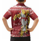 Australia Sulphur-crested Cockatoo Christmas Personalised Kid Hawaiian Shirt Aussie Golden Wattle Merry Xmas LT22
